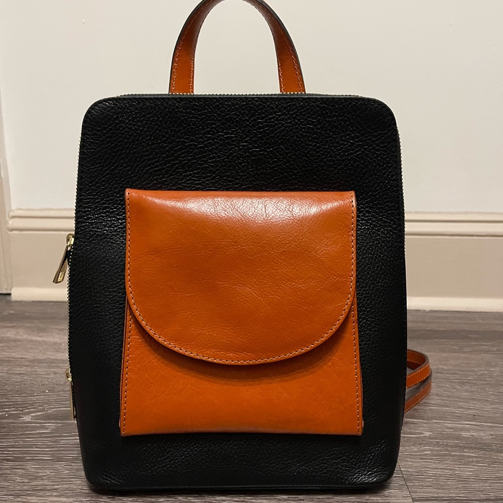 Italian Leather Two Tone Backpack